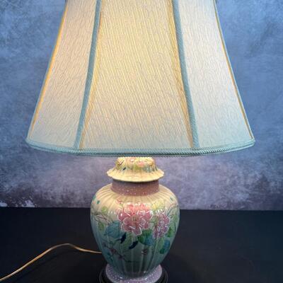 Floral Ceramic Lamp Base 26"H 19" Shade