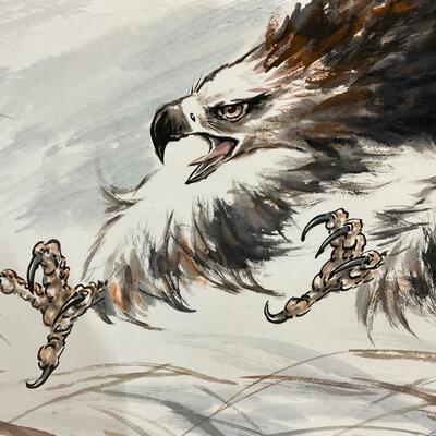 Chinese Silk Scroll W/ Eagle 32"x72"