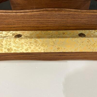 Chinese Gold Silk Scroll W/ Flowers 13.5"x42"