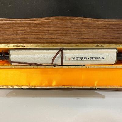 Chinese Gold Silk Scroll W/ Flowers 13.5"x42"