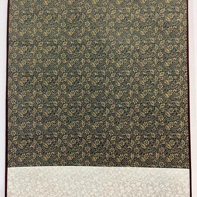Chinese Green & Blue Silk Scroll W/ Flowers 11.5"x45"