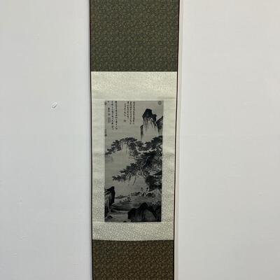Chinese Green & Blue Silk Scroll