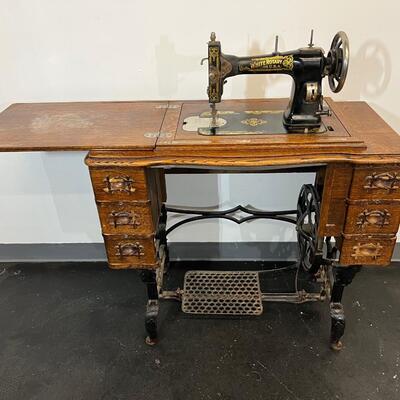 Vintage White Rotary Sewing Machine