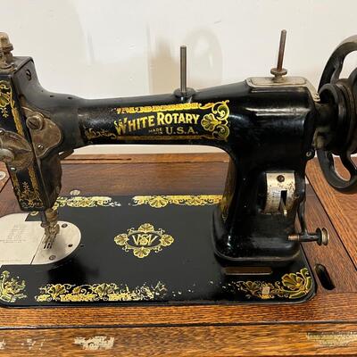 Vintage White Rotary Sewing Machine