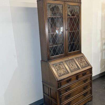 JC Secretary W/ Leaded Glass