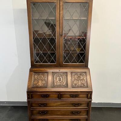 JC Secretary W/ Leaded Glass