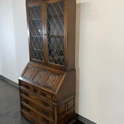 JC Secretary W/ Leaded Glass
