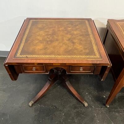 3 Vintage Leather Top Side Tables