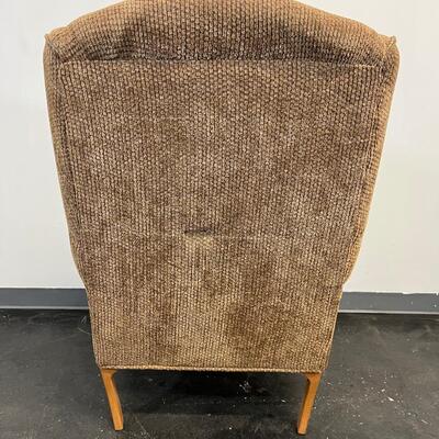 Tan Patterned Wingback Chair