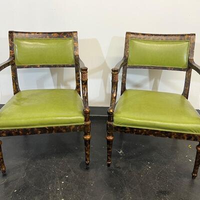 Vintage faux leather green chair set
