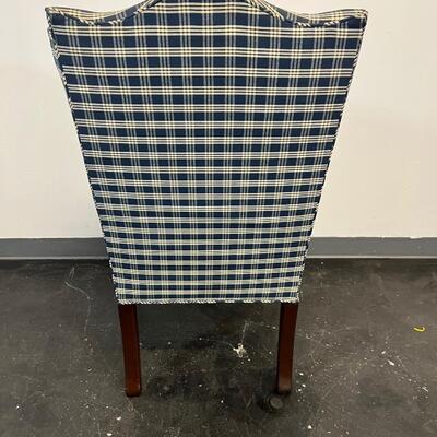 Blue Plaid Wingback Chair