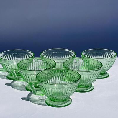 Green Glass Tea Cups