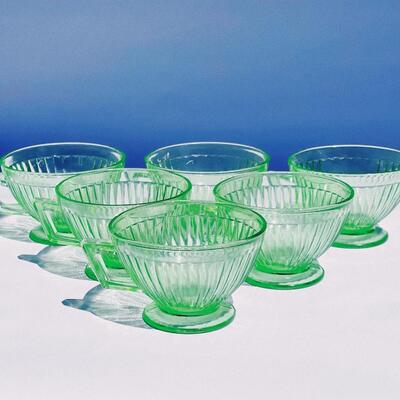 Green Glass Tea Cups