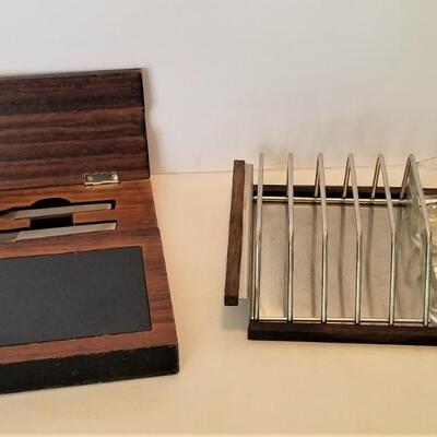 Lot #70  MidCentury Duo - Cheese Board and Toast Rack