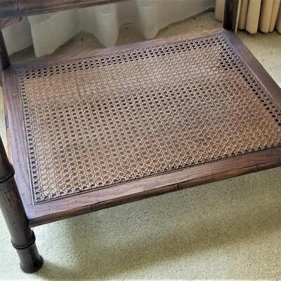 Lot #71 Vintage Beveled Glass Lamp Table - Cane Bottom