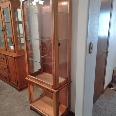 LOT 4 TWO PIECE LIGHTED CURIO CABINET