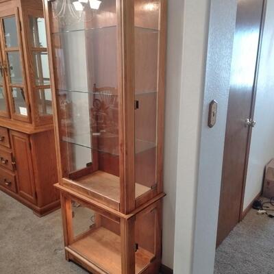 LOT 4 TWO PIECE LIGHTED CURIO CABINET