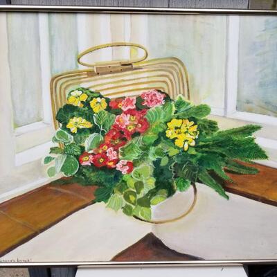 Art - mid-century still life painting entitled where's lunch. Sign but not legibly