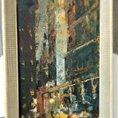 Art - mid-century expressionist cityscape oil painting