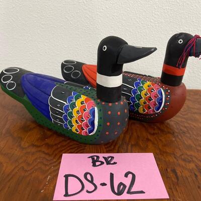 Korean Colorful Carved Wooden Geese