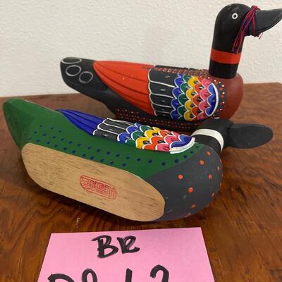 Korean Colorful Carved Wooden Geese