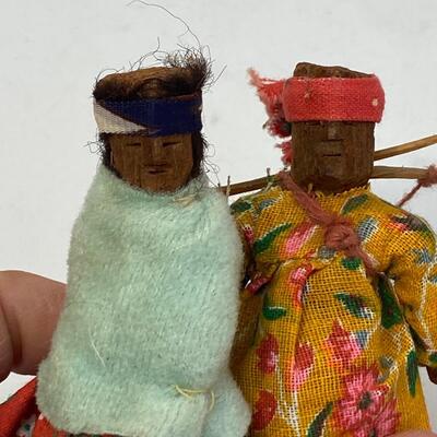 Pair of Vintage Wood Ethnic Folk Art Figurines