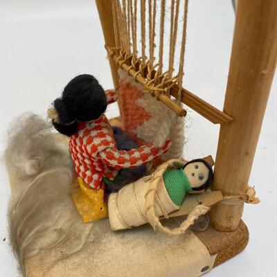 Vintage Ethnic Folk Art Weaving Woman with Child Figurine