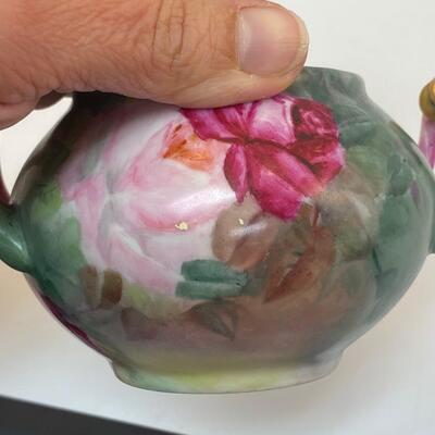 Antique Vintage William Guerin WG & Co LIMOGES France Rose Floral Lidded Sugar Bowl