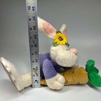 Retro Easter Bunny Rabbit with Carrot Decorative Plush Figurine