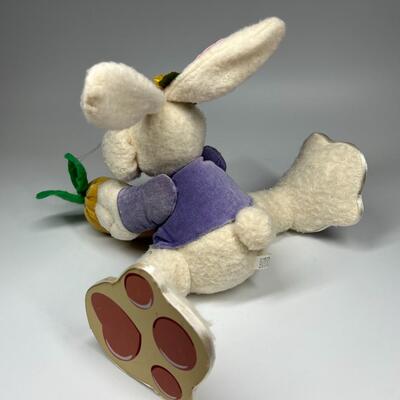 Retro Easter Bunny Rabbit with Carrot Decorative Plush Figurine