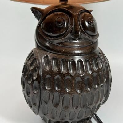 Round Dark Colored Owl Ceramic Table Accent Lamp