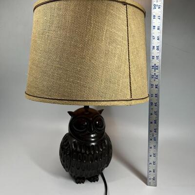Round Dark Colored Owl Ceramic Table Accent Lamp