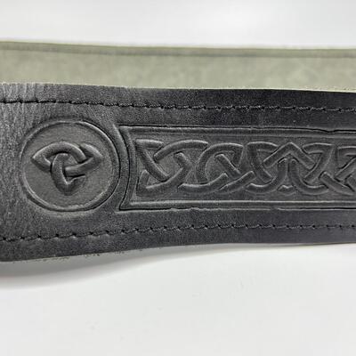 Celtic Pattern Leather Belt & Buckle Size 54