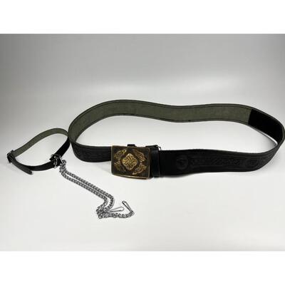 Celtic Pattern Leather Belt & Buckle Size 54