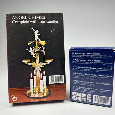 Christmas Cherub Angel Chimes Candle Holder & Candles
