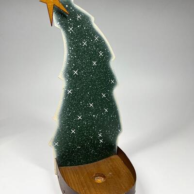 Displayed Tin Metal Christmas Tree Single Candle Holder