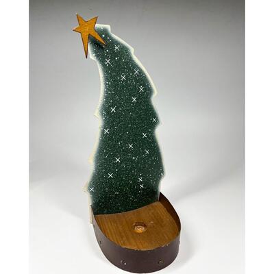 Displayed Tin Metal Christmas Tree Single Candle Holder