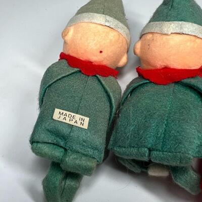 Retro Elf on Shelf Knee Hugger Elves Sprites Felt Cloth Christmas Holiday Hanging Ornaments