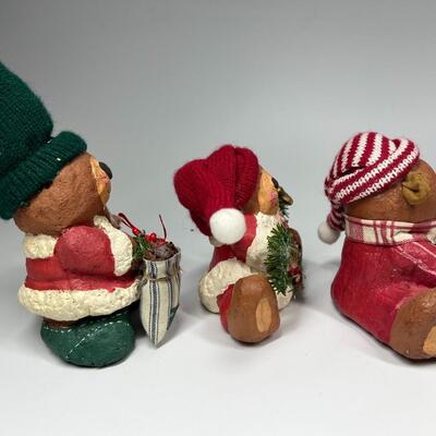 Lot of Christmas Holiday Bear Light Plaster Figurines