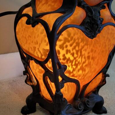 Lot 37: Vintage Amber Glass and Metal Heavy Lamp