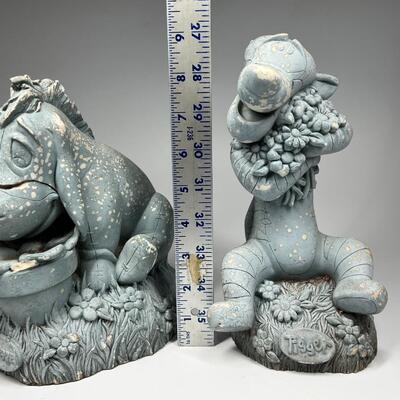 Pair of Disney Stone Plaster Eeyore & Tigger Garden Yard Art Statues