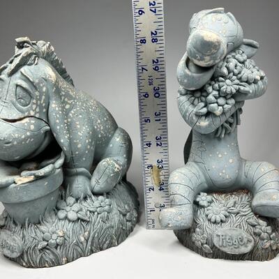 Pair of Disney Stone Plaster Eeyore & Tigger Garden Yard Art Statues