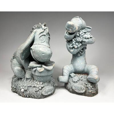 Pair of Disney Stone Plaster Eeyore & Tigger Garden Yard Art Statues