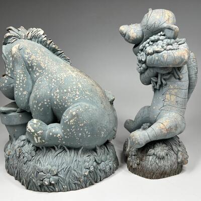 Pair of Disney Stone Plaster Eeyore & Tigger Garden Yard Art Statues