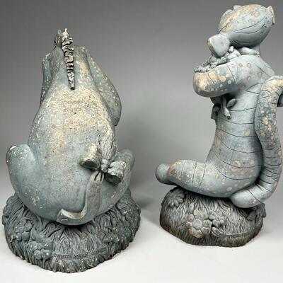 Pair of Disney Stone Plaster Eeyore & Tigger Garden Yard Art Statues