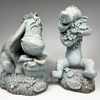 Pair of Disney Stone Plaster Eeyore & Tigger Garden Yard Art Statues