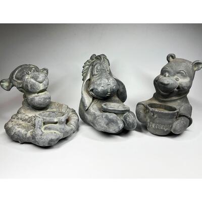 Winnie the Pooh & Friends Lot of Disney 3D Planter Garden Yard Art Stone Plaster