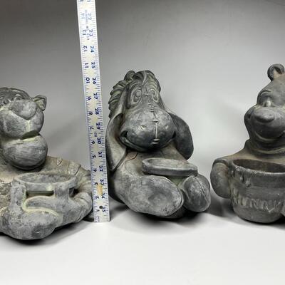 Winnie the Pooh & Friends Lot of Disney 3D Planter Garden Yard Art Stone Plaster
