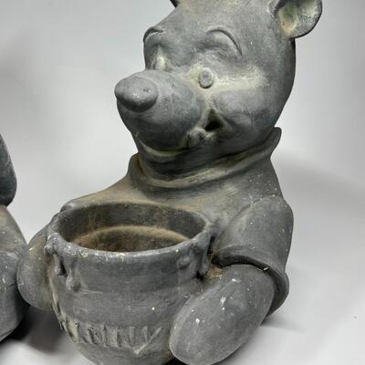 Winnie the Pooh & Friends Lot of Disney 3D Planter Garden Yard Art Stone Plaster