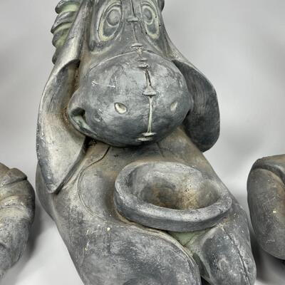 Winnie the Pooh & Friends Lot of Disney 3D Planter Garden Yard Art Stone Plaster